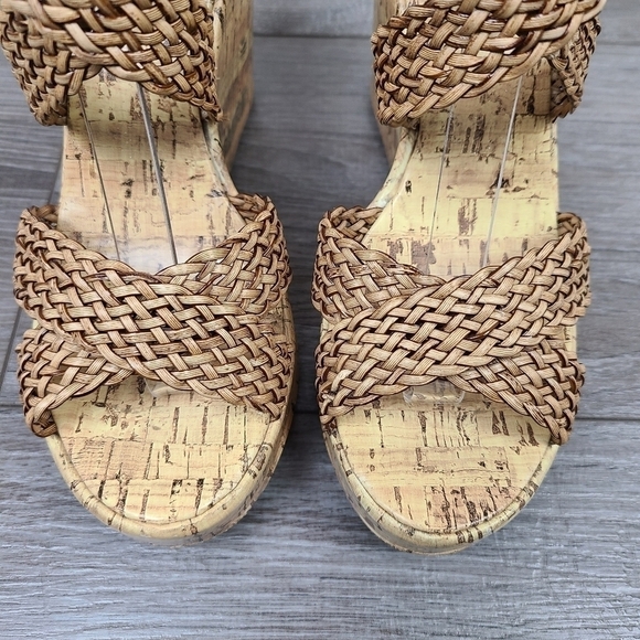 Stepps Tan Woven Strap Wedge Sandals - Picture 8 of 17